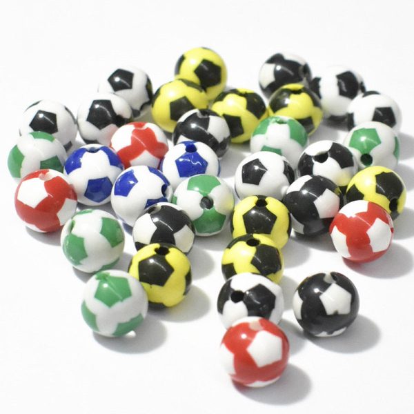 Wholesale 12mm Mixed Color White Soccer Acrylic Baseball Beads Cheap