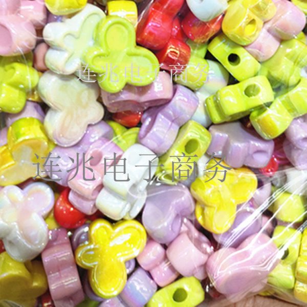 Wholesale 200pcs pack Acrylic Solid Color Plated Cartoon Straight Hole String Beads Sale