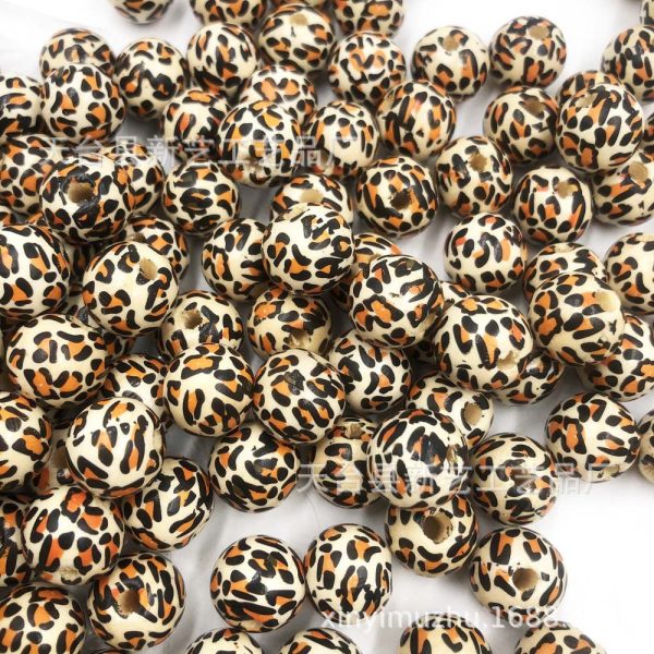 Wholesale 100PCS 14-16mm Two-color Leopard Print Hemu Round Beads Sale