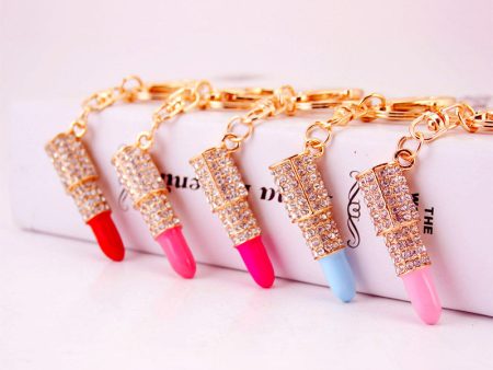 Wholesale Zinc Alloy Rhinestone Lipstick Keychain Online now