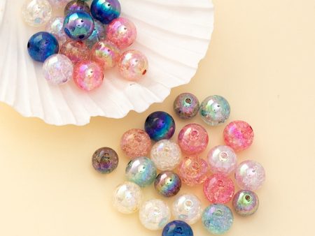 Wholesale 200pcs Burst Clear Straight Hole Multicolored Aurora Round Beads Online Sale