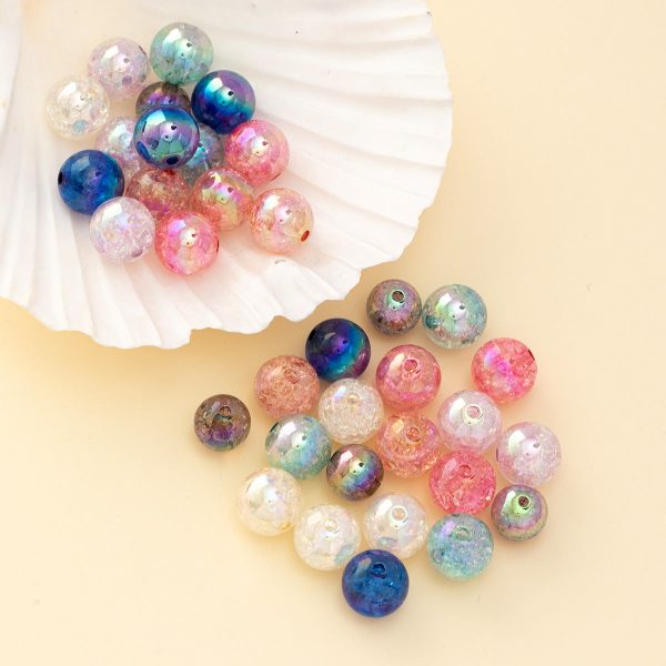 Wholesale 200pcs Burst Clear Straight Hole Multicolored Aurora Round Beads Online Sale