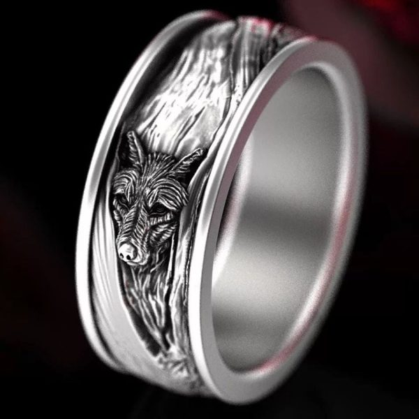 Wholesale Alloy Vintage Wolf Head Men s Ring Online Hot Sale