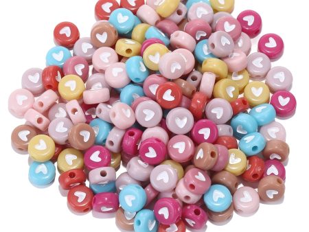 Wholesale 100pcs pack Acrylic Chocolate Heart Alphabet 4*7MM Colorful Flat Round Beads Supply