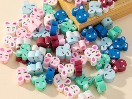 Wholesale 100pcs pack Cartoon Colorful Rabbit Soft Pottery Sliced Beads Hot on Sale