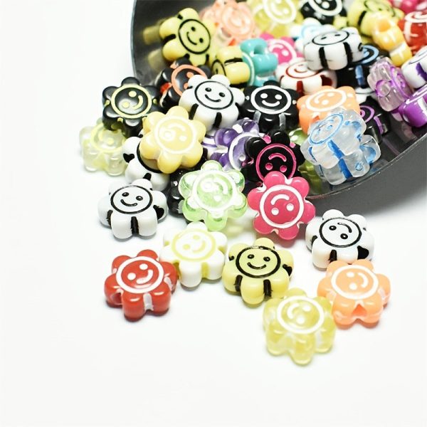 Wholesale 1700pcs pack 10mm Acrylic Sunflower Smiley Beads Sale