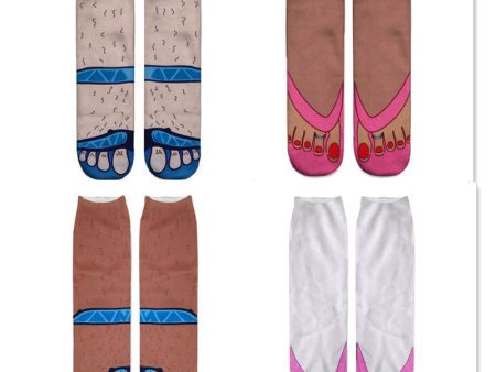 Wholesale 3D Printing Adult High Elastic Slipper Double Sided Pattern Sock Sale