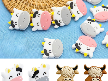 Wholesale 20pcs Cow Silicone Cartoon Molar Beads For Sale