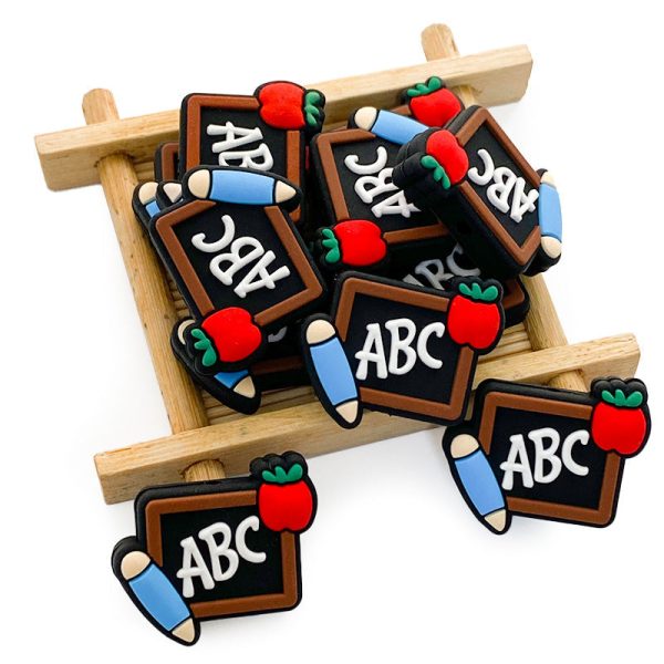 Wholesale 10pcs Silicone Teacher ABC Blackboard Focal beads Discount