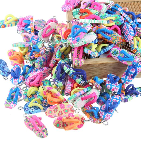 Wholesale 10pcs pack Soft Pottery Slipper Shape Mixed Color Beads Online now