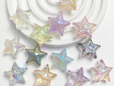 Wholesale 10pcs pack Luminous Thin Glitter Mermaid Ji Three-layer Pentagram Beads For Sale