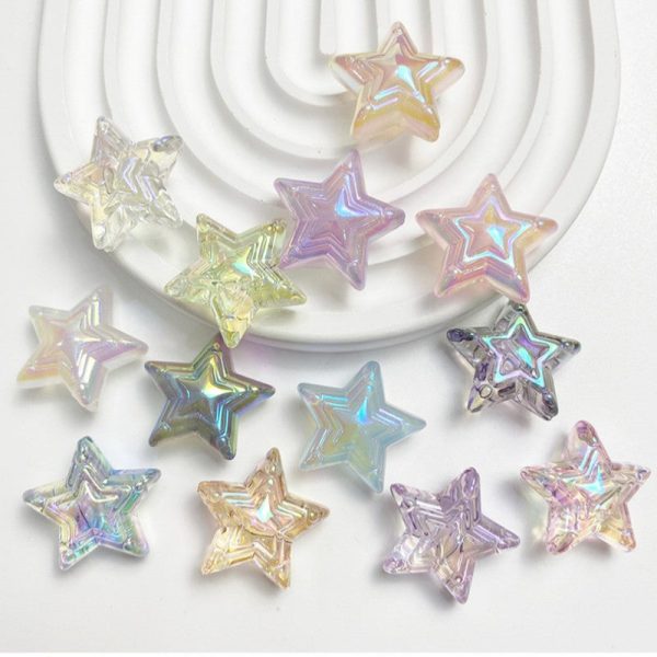 Wholesale 10pcs pack Luminous Thin Glitter Mermaid Ji Three-layer Pentagram Beads For Sale