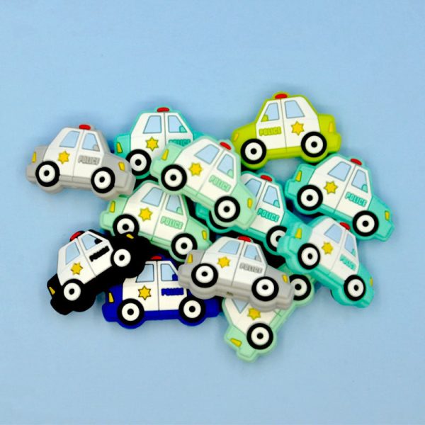 Wholesale 100pcs Police Car Shape Silicone Beads For Discount