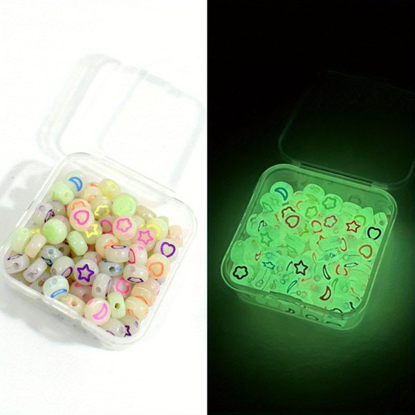 Wholesale 100pcs box Luminous Love Heart Star Moon Letter Beads For Cheap