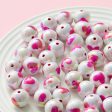 Wholesale 10pcs pack 16mm color-plated uv printing love heart straight hole round Beads Hot on Sale