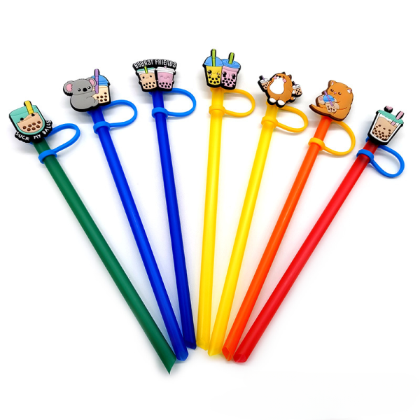 Wholesale 10PCS Cartoon Beverage Silicone Straw Tube Cap Sale