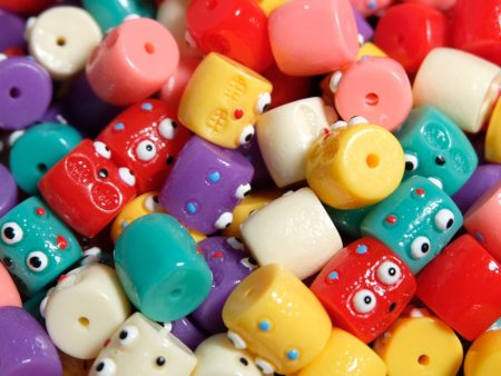 Wholesale 5pcs pack Color Fun Little Monster Horizontal Hole Barrel Beads Cheap