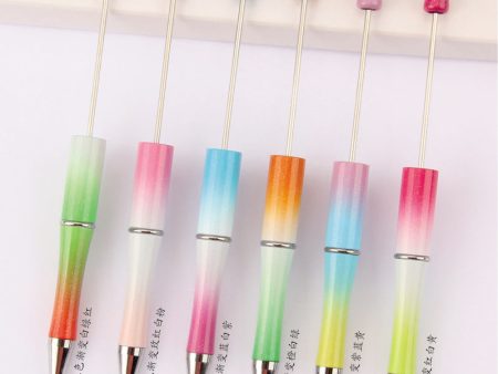 Wholesale 10pcs Plastic Rainbow Tricolor Gradient Beaded Ballpoint Pen For Cheap