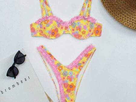 Wholesale Broken Flowers Bikini Split Swimwear Online