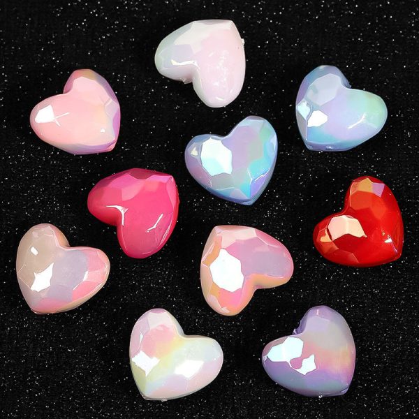 Wholesale 10pcs pack Acrylic UV Plating Cut Face Love Beads For Sale