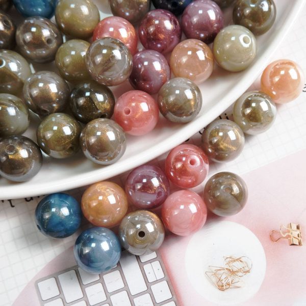 Wholesale 100PCS PACK Gilt Two-color Straight Hole Imitation Agate Color Acrylic Beads Hot on Sale