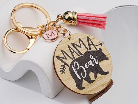 Wholesale Wooden Mother Bear Mother s Day Gift Metal Keychain Online Hot Sale