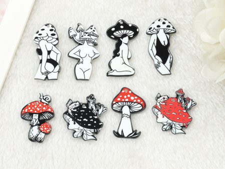 Wholesale 10pcs Acrylic Mushroom Girl Mushroom DIY Earrings Keychain Accessories For Discount