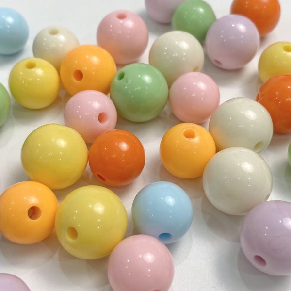 Wholesale 10pcs pack Creamy Straight Hole Solid Color Round Beads For Discount