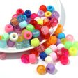 Wholesale 200pcs pack Acrylic Big Hole Round Frosted Mixed Color Candy Loose Beads Sale