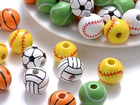 Wholesale 50pcs Acrylic Baseball Basketball Soccer Tennis Loose Beads Hot on Sale