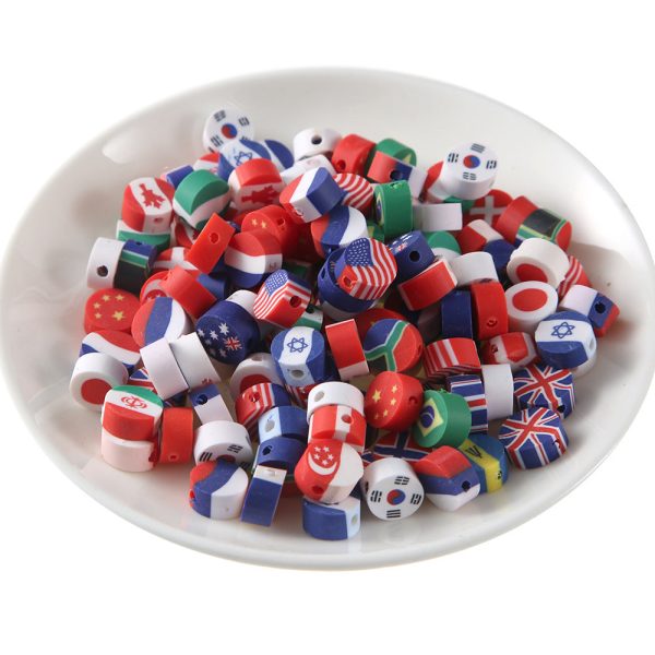 Wholesale 100pcs pack National Flag 10mm Mixed Soft Pottery Sliced Beads For Discount