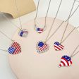 Wholesale American Independence Day Flag Pendant Pentagram Heart Alloy Necklaces Hot on Sale