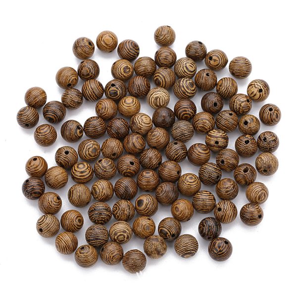 Wholesale 100pcs pack Round Striped Wooden Beads Online Sale