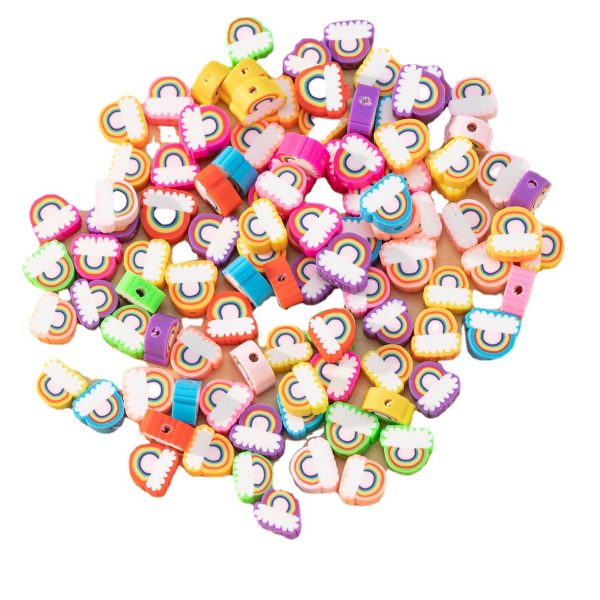 Wholesale 100pcs pack Soft Pottery Beads Rainbow Clouds Scattered Beads Supply