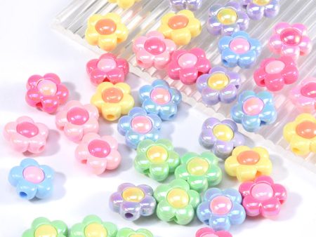 Wholesale 10pcs pack Acrylic Flower Beads Solid Color Plated Small Flower Scatter Beads Sale