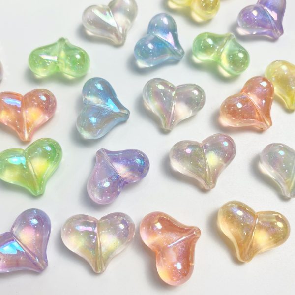 Wholesale 10pcs pack Acrylic Color Plated Mermaid Ji Fart Peach Heart Beads on Sale