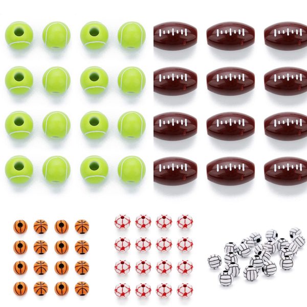 Wholesale 50pcs pack 12mm Baseball Acrylic Beads on Sale