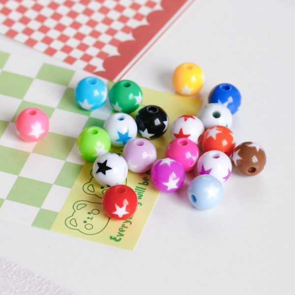 Wholesale 30pcs Cute Children s Fun Series Solid Color Macaron Color Star Round Beads Online