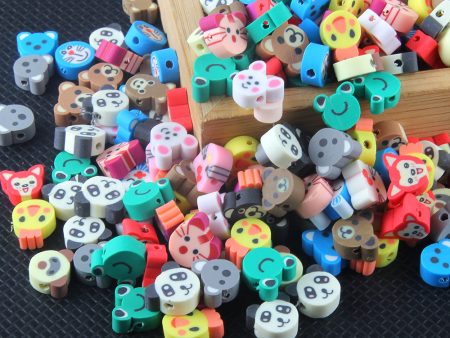 Wholesale 100pcs pack Cartoon Animals Soft Pottery Sliced Beads Sale