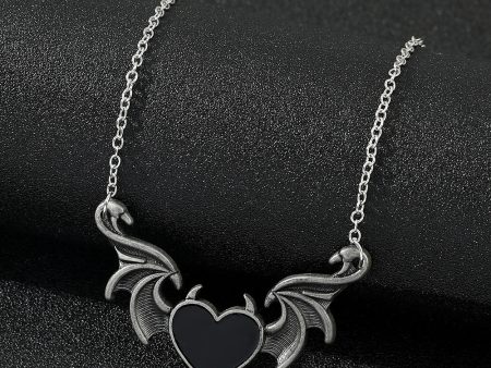 Wholesale Alloy Gothic Punk Heart Shape Demon Wings Necklace Online Hot Sale