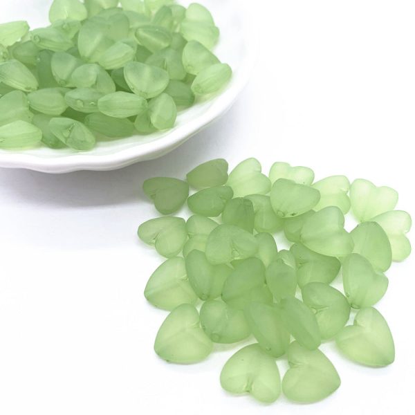 Wholesale 100pcs pack Acrylic Bead Frosted Transparent Heart Beads on Sale