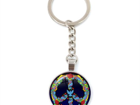 Wholesale Zinc Alloy Peace Sign Keychain Online Hot Sale