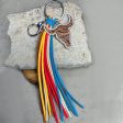 Wholesale 2pcs pack Leather Bull Head Colorful Tassel Ethnic Style Keychain Cheap