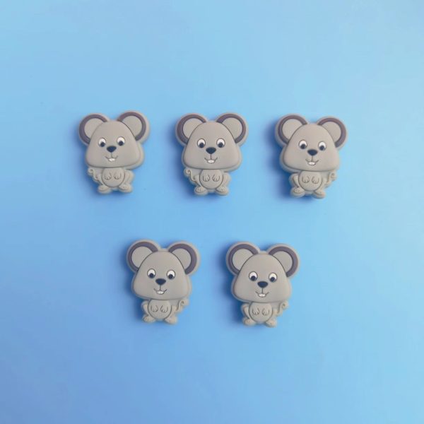 Wholesale 10pcs Cartoon Animal Silicone Teether Beads on Sale