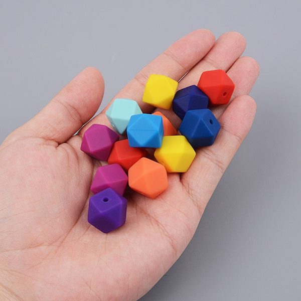 Wholesale 100pcs Beads Silicone 17mm Hexagon Beads Silicone Baby Teething Beads For Sale