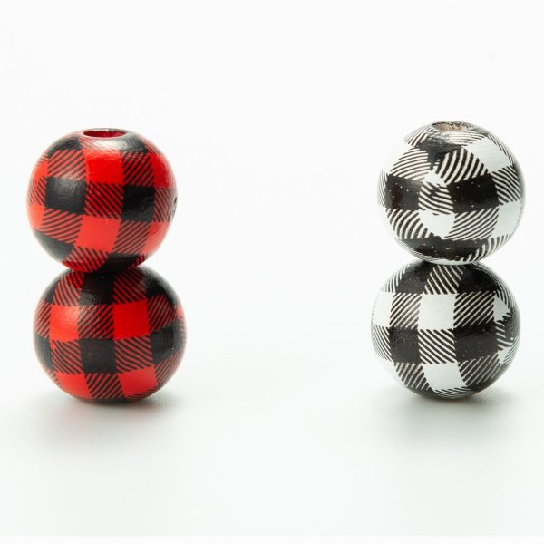 Wholesale 10pcs 14-20MM Plaid Color Wood Beads Supply