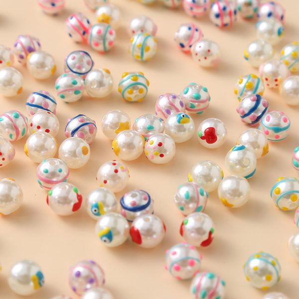 Wholesale 10pcs pack 10mm Imitation Pearl Creative Drip Oil Hand Painted Beads Online