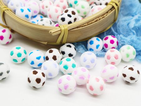 Wholesale 100PCS PACK Football 15MM Silicone Molars Round Beads Online Sale