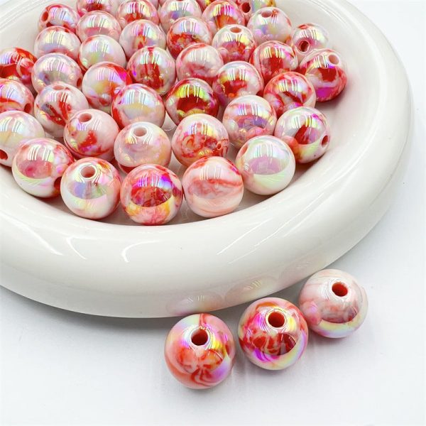 Wholesale 10pcs pack UV Plating Smudged Round Beads Discount