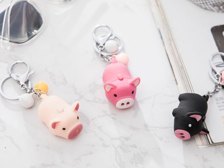 Wholesale ABS Cartoon Piggy LED Sounding and Lighting Keychain Cheap